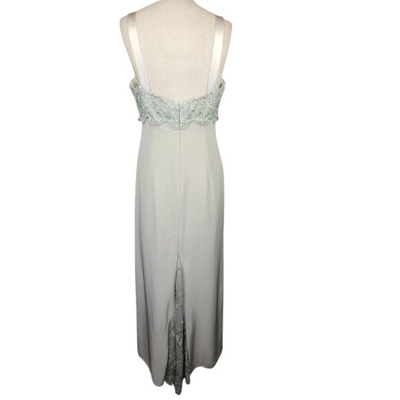 Cameron Blake Light Green Beaded Maxi Dress 8 Petite - Picture 2 of 7